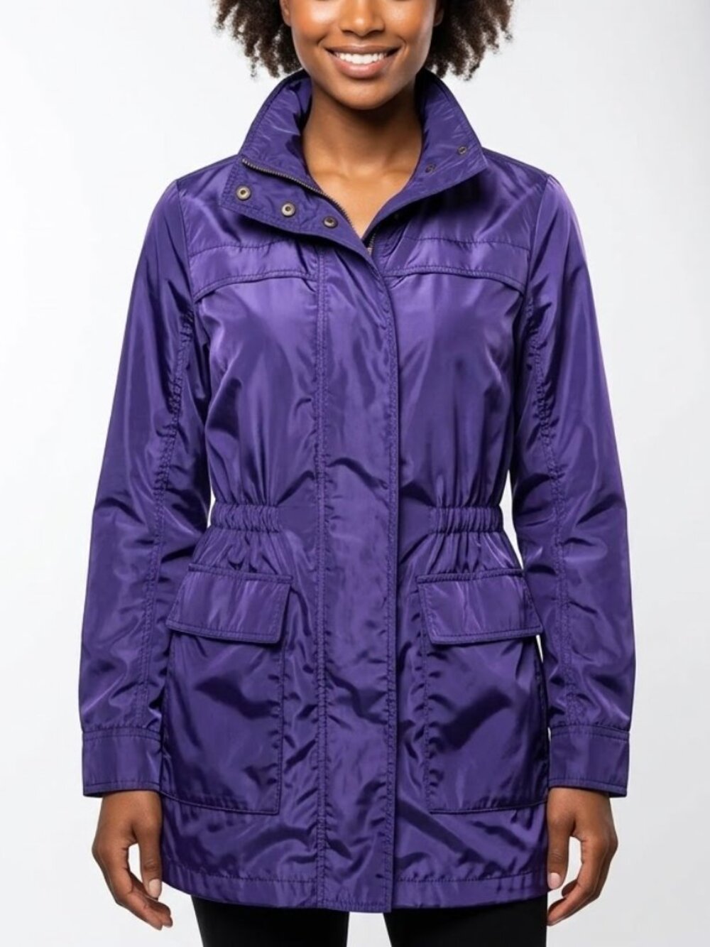 Maya Reyes Cyber Y2K Purple Utility Parka Jacket Windbreaker Packable Hood S